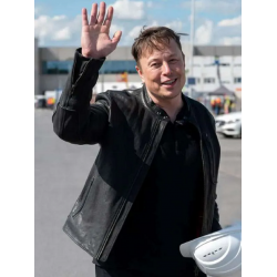 Cafe Racer Elon Musk Black Leather Jacket
